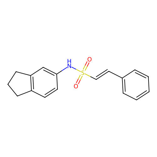 N-(2,3-dihydro-1H-inden-5-yl)-2-phenylethene-1-sulfonamide structure