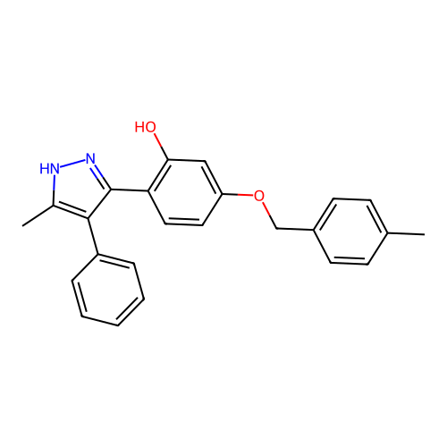 5-[(4-methylbenzyl)oxy]-2-(5-methyl-4-phenyl-1H-pyrazol-3-yl)phenol structure