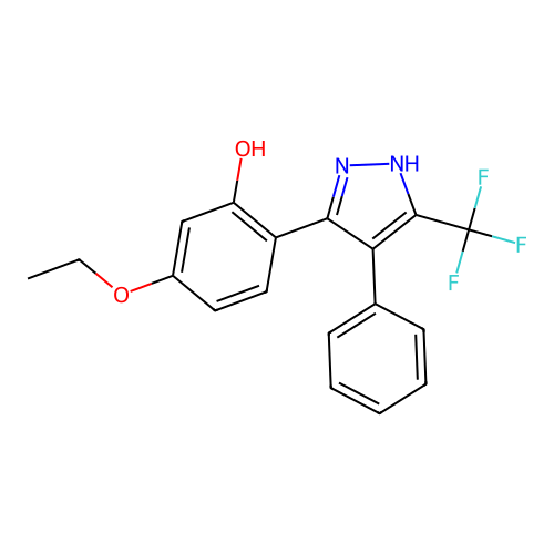5-ethoxy-2-[4-phenyl-5-(trifluoromethyl)-1H-pyrazol-3-yl]phenol structure