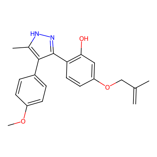 2-[4-(4-Methoxy-phenyl)-5-methyl-1H-pyrazol-3-yl]-5-(2-methyl-allyloxy)-phenol structure