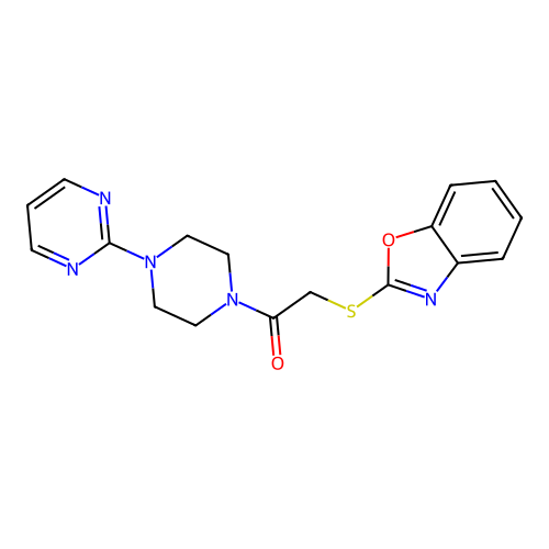 2-(1,3-Benzoxazol-2-ylsulfanyl)-1-[4-(pyrimidin-2-yl)piperazin-1-yl]ethan-1-one structure