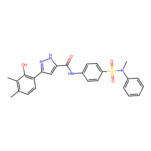 5-(2-hydroxy-3,4-dimethylphenyl)-N-{4-[methyl(phenyl)sulfamoyl]phenyl}-1H-pyrazole-3-carboxamide structure