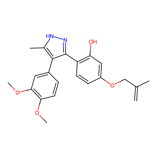 2-[4-(3,4-dimethoxyphenyl)-3-methyl-1H-pyrazol-5-yl]-5-[(2-methylprop-2-en-1-yl)oxy]phenol structure