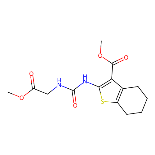 methyl 2-(3-(2-methoxy-2-oxoethyl)ureido)-4,5,6,7-tetrahydrobenzo[b]thiophene-3-carboxylate structure