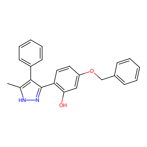 5-(benzyloxy)-2-(5-methyl-4-phenyl-1H-pyrazol-3-yl)phenol structure