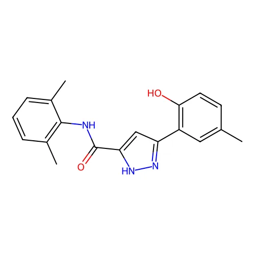 N-(2,6-二甲基苯基)-5-(2-羟基-5-甲基苯基)-1H-吡唑-3-甲酰胺 structure