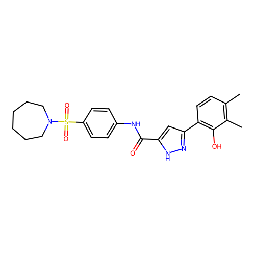 N-[4-(azepan-1-ylsulfonyl)phenyl]-5-(2-hydroxy-3,4-dimethylphenyl)-1H-pyrazole-3-carboxamide structure
