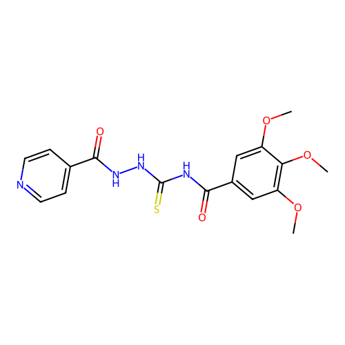 3,4,5-trimethoxy-N-{[2-(pyridin-4-ylcarbonyl)hydrazinyl]carbonothioyl}benzamide structure