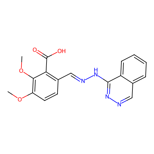 2,3-dimethoxy-6-{(E)-[2-(phthalazin-1-yl)hydrazinylidene]methyl}benzoic acid structure