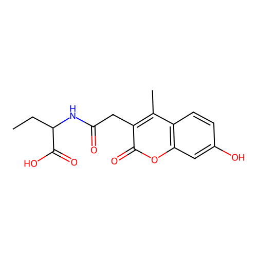 2-(2-(7-hydroxy-4-methyl-2-oxo-2H-chromen-3-yl)acetamido)butanoic acid structure