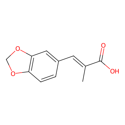 (E)-3-(1,3-benzodioxol-5-yl)-2-methylprop-2-enoic acid structure