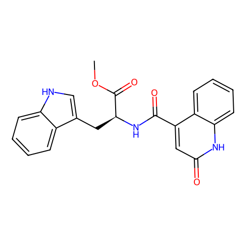 (S)-methyl 3-(1H-indol-3-yl)-2-(2-oxo-1,2-dihydroquinoline-4-carboxamido)propanoate structure