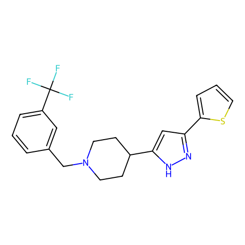 4-[5-(2-thienyl)-1H-pyrazol-3-yl]-1-[3-(trifluoromethyl)benzyl]piperidine structure