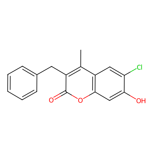 3-benzyl-6-chloro-7-hydroxy-4-methyl-2H-chromen-2-one structure