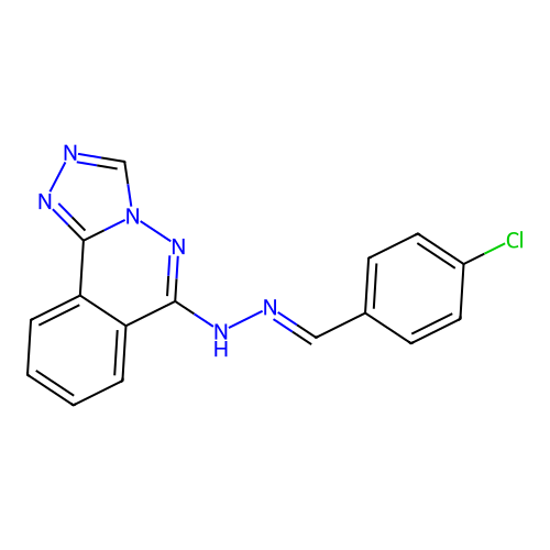(E)-6-(2-(4-chlorobenzylidene)hydrazinyl)-[1,2,4]triazolo[3,4-a]phthalazine structure
