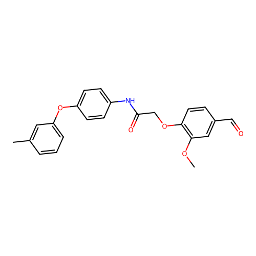 2-(4-formyl-2-methoxyphenoxy)-N-[4-(3-methylphenoxy)phenyl]acetamide structure