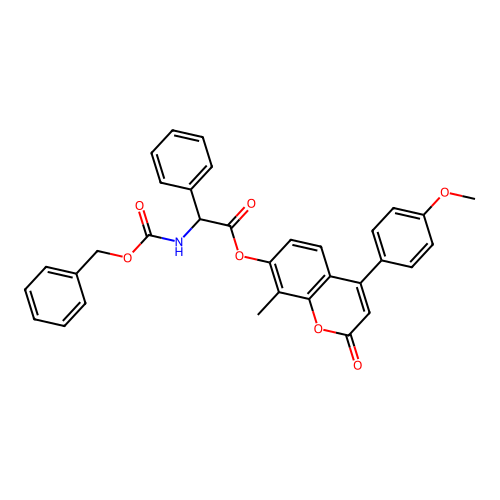 4-(4-methoxyphenyl)-8-methyl-2-oxo-2H-chromen-7-yl 2-(((benzyloxy)carbonyl)amino)-2-phenylacetate structure