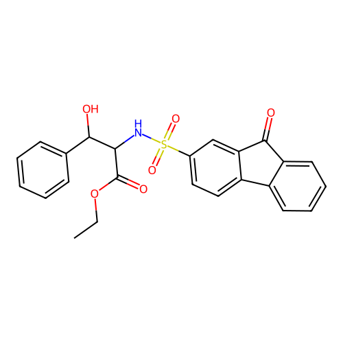 Ethyl 3-hydroxy-2-(9-oxo-9H-fluorene-2-sulfonamido)-3-phenylpropanoate structure