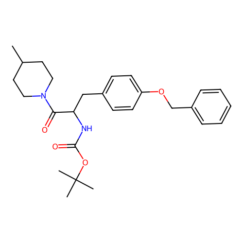 tert-butyl (3-(4-(benzyloxy)phenyl)-1-(4-methylpiperidin-1-yl)-1-oxopropan-2-yl)carbamate structure