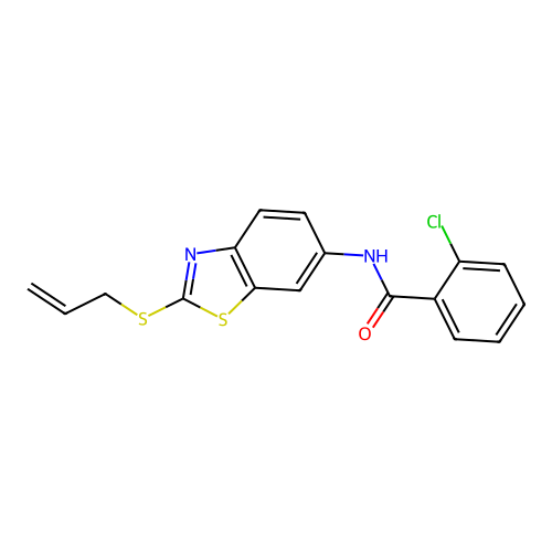 2-chloro-N-[2-(prop-2-en-1-ylsulfanyl)-1,3-benzothiazol-6-yl]benzamide structure