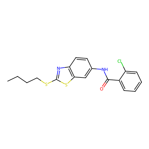 N-[2-(butylsulfanyl)-1,3-benzothiazol-6-yl]-2-chlorobenzamide structure