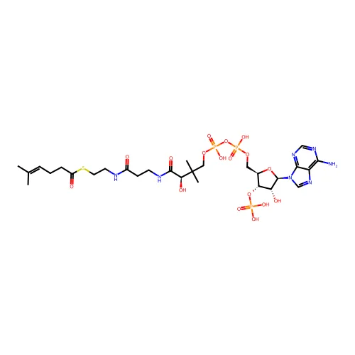 S-[2-[3-[[(2R)-4-[[(2R,3S,4R,5R)-5-(6-氨基嘌呤-9-基)-4-羟基-3-磷氧代四氢呋喃-2-基]甲氧基-羟基磷酰基]氧代-羟基磷酰基]氧代-2-羟基-3,3-二甲基丁酰]氨基]丙酰氨基]乙基] 5-甲基己-4-烯乙酸酯 structure