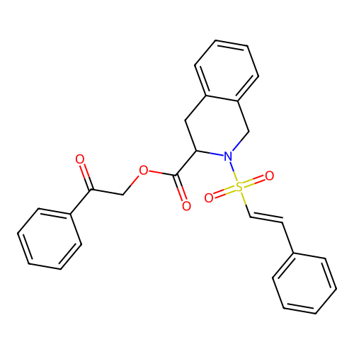 2-oxo-2-phenylethyl 2-(2-phenylethenesulfonyl)-1,2,3,4-tetrahydroisoquinoline-3-carboxylate structure