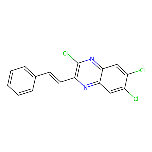 2,6,7-trichloro-3-[(E)-2-phenylethenyl]quinoxaline structure