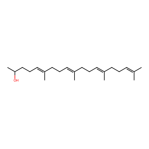 6,10,14,18-Tetramethyl-5,9,13,17-nonadecatetraen-2-OL, (5E,9E,13E)- structure