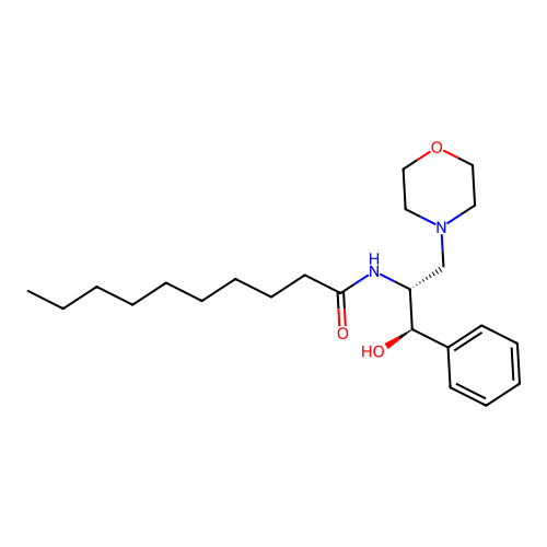 N-[(1R,2R)-1-hydroxy-3-morpholin-4-yl-1-phenylpropan-2-yl]decanamide structure