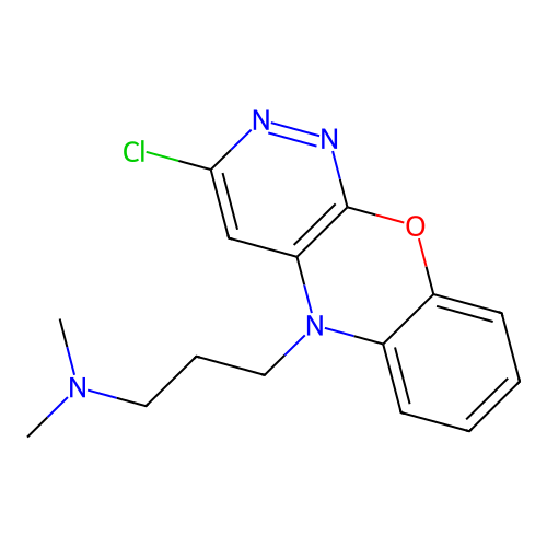3-(3-chloro-5H-pyridazino[3,4-b][1,4]benzoxazin-5-yl)-N,N-dimethylpropan-1-amine structure