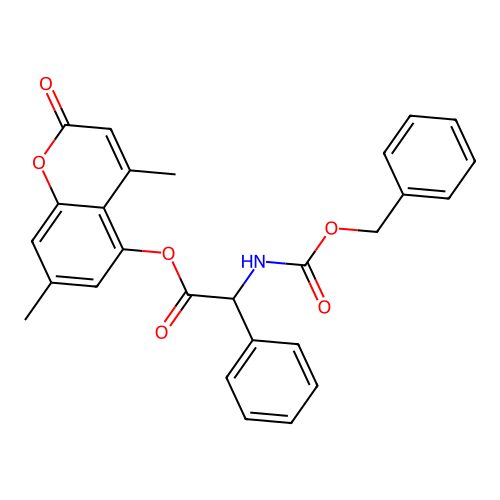 4,7-dimethyl-2-oxo-2H-chromen-5-yl 2-(((benzyloxy)carbonyl)amino)-2-phenylacetate structure