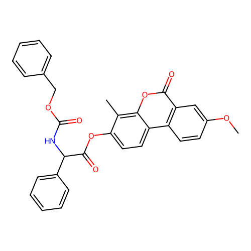 8-methoxy-4-methyl-6-oxo-6H-benzo[c]chromen-3-yl 2-(((benzyloxy)carbonyl)amino)-2-phenylacetate structure