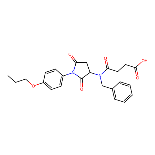 4-(Benzyl(2,5-dioxo-1-(4-propoxyphenyl)pyrrolidin-3-yl)amino)-4-oxobutanoic acid structure