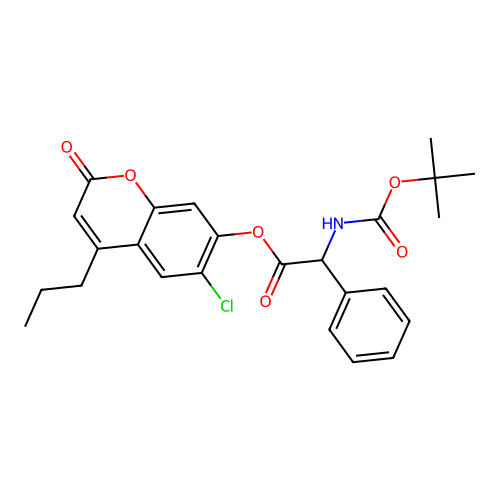 6-chloro-2-oxo-4-propyl-2H-chromen-7-yl [(tert-butoxycarbonyl)amino](phenyl)acetate structure