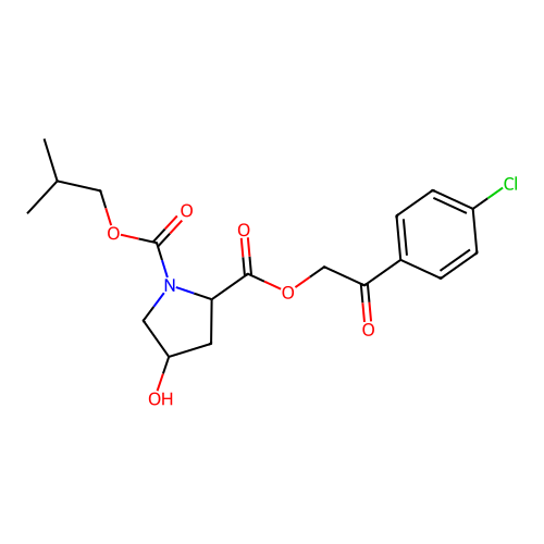 2-(2-(4-chlorophenyl)-2-oxoethyl) 1-isobutyl 4-hydroxypyrrolidine-1,2-dicarboxylate structure