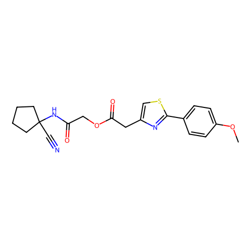 [(1-cyanocyclopentyl)carbamoyl]methyl 2-[2-(4-methoxyphenyl)-1,3-thiazol-4-yl]acetate structure