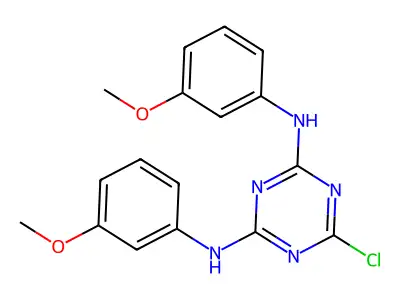 6-chloro-N,N'-bis(3-methoxyphenyl)-1,3,5-triazine-2,4-diamine structure