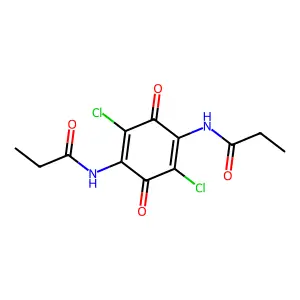 N-[2,5-dichloro-3,6-dioxo-4-(propanoylamino)cyclohexa-1,4-dien-1-yl]propanamide structure