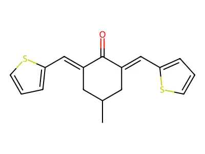4-Methyl-2,6-bis(2-thienylmethylene)cyclohexanone structure
