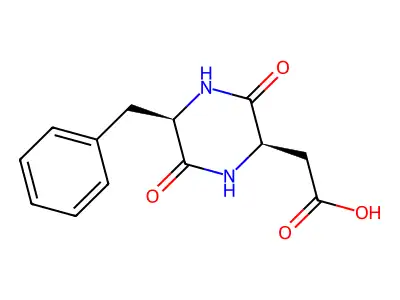 2-((2R,5R)-5-Benzyl-3,6-dioxopiperazin-2-yl)acetic acid structure