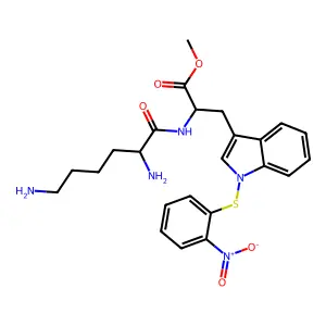 H-Lysyl-2-(2-nitrophenylsulfenyl)tryptophan methyl ester structure