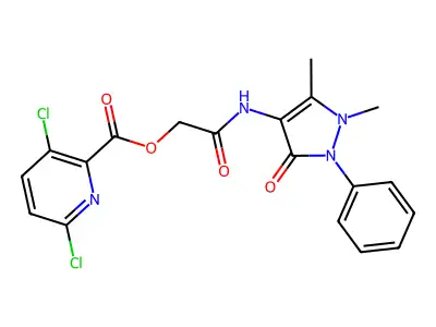 [(1,5-dimethyl-3-oxo-2-phenyl-2,3-dihydro-1H-pyrazol-4-yl)carbamoyl]methyl 3,6-dichloropyridine-2-carboxylate structure