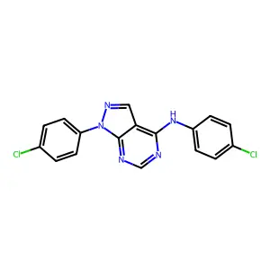 N,1-bis(4-chlorophenyl)-1H-pyrazolo[3,4-d]pyrimidin-4-amine structure