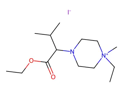 4-(1-Carboxy-2-methylpropyl)-1-ethyl-1-methylpiperazinium iodide ethyl ester structure
