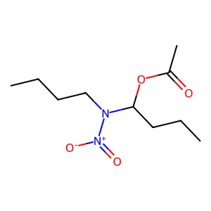 N-Nitro-N-(1-hydroxybutyl)butylamine acetate structure