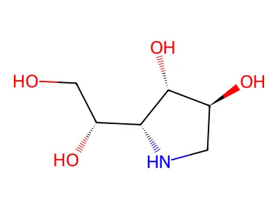 3,4-Pyrrolidinediol, 2-((1S)-1,2-dihydroxyethyl)-, (2R,3S,4S)- structure