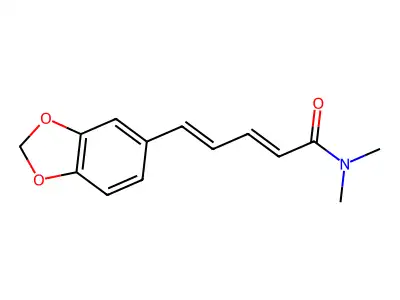 5-(1,3-benzodioxol-5-yl)-N,N-dimethylpenta-2,4-dienamide structure