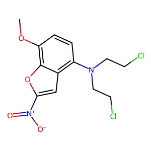 4-Benzofuranamine, N,N-bis(2-chloroethyl)-7-methoxy-2-nitro- structure
