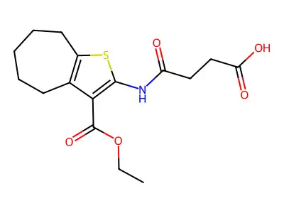 4-{[3-(ethoxycarbonyl)-5,6,7,8-tetrahydro-4H-cyclohepta[b]thien-2-yl]amino}-4-oxobutanoic acid structure
